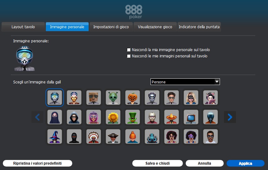Avatar personalizzato 888poker